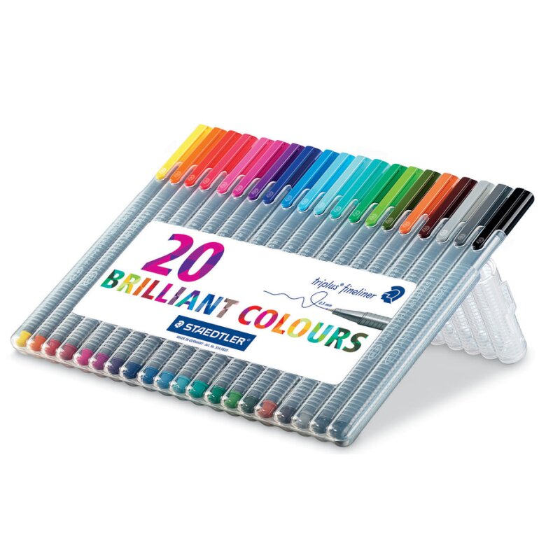 Staedtler Triplus Fineliner 334 RC10 – 10 Penne A Punta Fine 0,3 Mm, Colori Assortiti, In Plastica Riciclata, Anti Seccamento