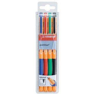 STABILO Gel Roller pointVisco 4er Kunststoff Etui
