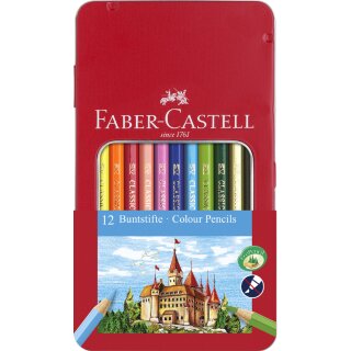 FABER-CASTELL Hexagonal Buntstifte CASTLE 12er Metalletui
