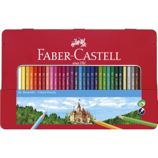FABER-CASTELL Hexagonal Buntstifte CASTLE 36er Metalletui