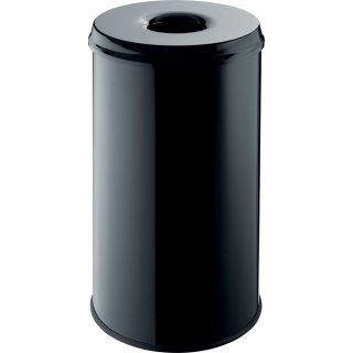helit Stahl Papierkorb mit Flammenlöschkopf 50 Liter schwarz