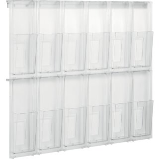 helit Wanddisplay PLACATIV 12 Fächer DIN Lang glasklar