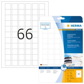 HERMA Inkjet Etiketten SPECIAL 25,4 x 25,4 mm weiß 1.650 Etiketten
