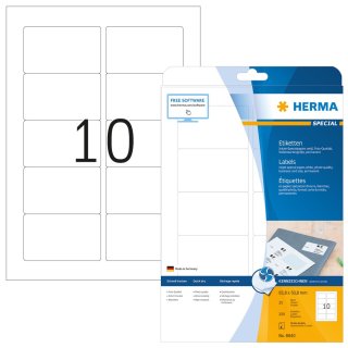 HERMA Inkjet Etiketten SPECIAL 83,8 x 50,8 mm weiß 250 Etiketten