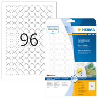 HERMA Universal Etiketten SPECIAL Durchmesser 20 mm weiß 2.400 Etiketten