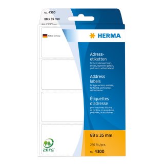 HERMA Adress Etiketten 88 x 35 mm Leporello gefalzt weiß 250 Etiketten