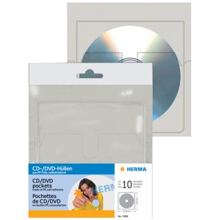 HERMA Selbstklebetasche für 1 CD/DVD aus PP transparent 10 Stück