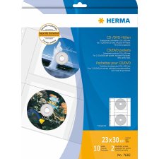 HERMA CD /DVD Prospekthülle für 2 CDs A4 PP...