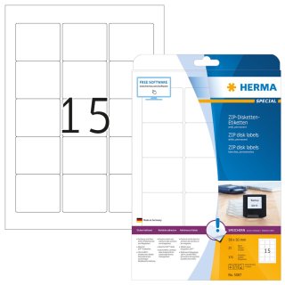 HERMA ZIP Disketten Etiketten SPECIAL 59 x 50 mm weiß 375 Etiketten