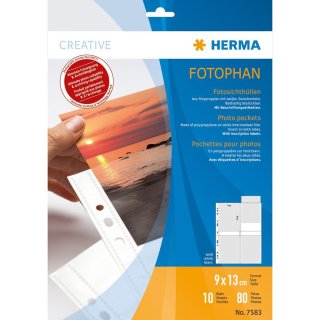 HERMA Fotophan Sichthüllen DIN A4 für Fotos 9 x 13 cm hoch 10 Hüllen