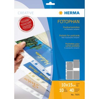 HERMA Postkartenhüllen für 10 x 15 cm Postkarten aus PP transparent 10 Hüllen