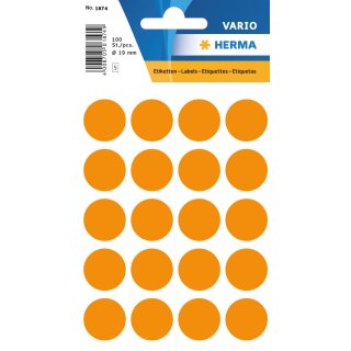 HERMA Markierungspunkte Durchmesser: 19 mm leuchtorange 100 Stück