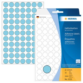 HERMA Markierungspunkte Durchmesser: 13 mm blau 2.464 Stück