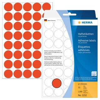 HERMA Markierungspunkte Durchmesser: 19 mm rot 1.280 Stück
