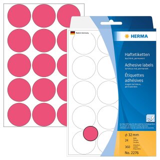 HERMA Markierungspunkte Durchmesser: 32 mm leuchtrot 360 Stück
