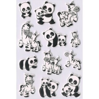 HERMA Sticker MAGIC "Panda und Zebrafamilien" Foam 1 Blatt à 12 Sticker