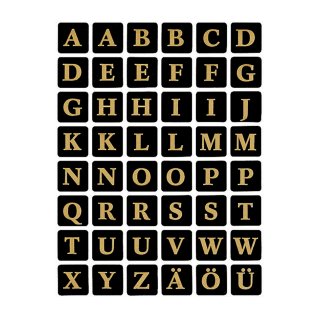 HERMA Buchstaben Sticker A-Z Folie geprägt schwarz/gold 2 Blatt à 48 Sticker