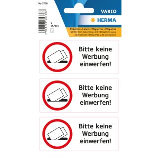 HERMA Hinweisetiketten "Bitte keine Werbung einwerfen" 3 Etiketten