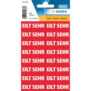 HERMA Textetiketten "EILT SEHR" 12 x 40 mm rot / weiß 320 Etiketten