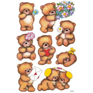 HERMA Sticker DECOR "Bären mit Blumen" 3 Blatt à 8 Sticker