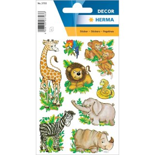 HERMA Sticker DECOR "Dschungeltiere" 3 Blatt à 8 Sticker