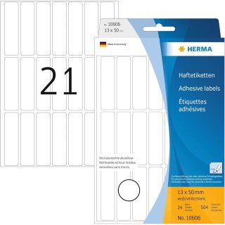HERMA Etiketten "Movables" 13 x 50 mm zur Handbeschriftung weiß 504 Etiketten