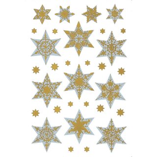 HERMA Weihnachts Sticker DECOR "Sterne" gold Reliefprägung 1 Blatt à 20 Sticker