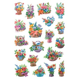 HERMA Sticker DECOR "Blumen im Körbchen" 3 Blatt à 19 Sticker