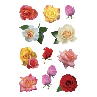 HERMA Sticker DECOR "Rosenblüten bunt" 3 Blatt à 11 Sticker