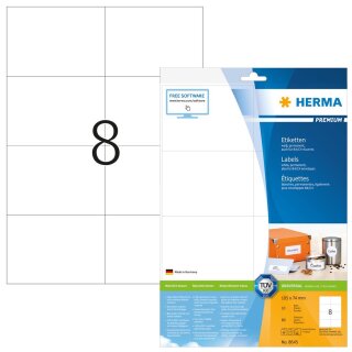 HERMA Universal Etiketten PREMIUM 105 x 74 mm weiß 80 Etiketten