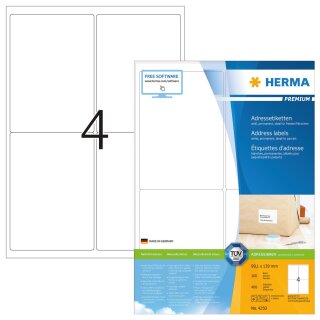 HERMA Universal Etiketten PREMIUM 99,1 x 139 mm weiß 400 Etiketten