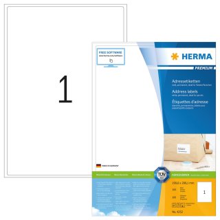 HERMA Universal Etiketten PREMIUM 199,6 x 289,1 mm weiß 100 Etiketten