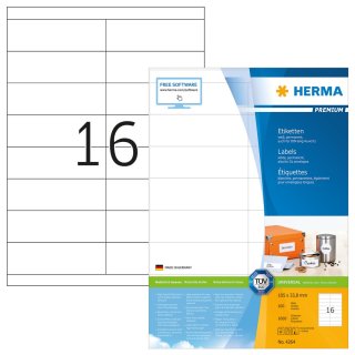 HERMA Universal Etiketten PREMIUM 105 x 33,8 mm weiß 1.600 Etiketten