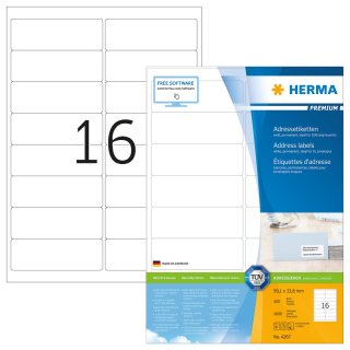 HERMA Universal Etiketten PREMIUM 99,1 x 33,8 mm weiß 1.600 Etiketten