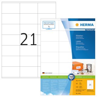 HERMA Universal Etiketten PREMIUM 70 x 42 mm weiß 2.100 Etiketten