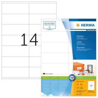 HERMA Universal Etiketten PREMIUM 105 x 41 mm weiß 1.400 Etiketten