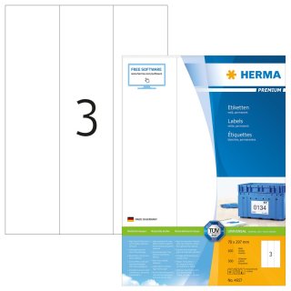 HERMA Universal Etiketten PREMIUM 70 x 297 mm weiß 300 Etiketten