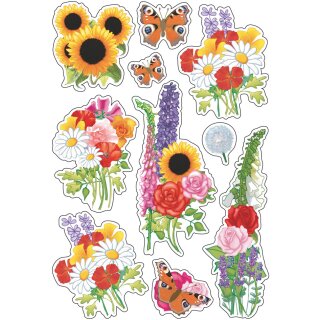HERMA Sticker DECOR "Moderne Blumen" 3 Blatt à 10 Sticker