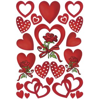 HERMA Sticker DECOR "Herzen & Rosen" 3 Blatt à 22 Sticker