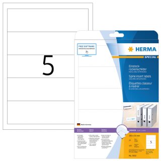 HERMA Ordnerrücken Einsteckschilder 54 x 190 mm weiß 125 Etiketten