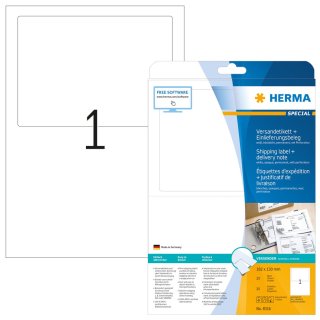 HERMA Versand Etiketten + Einlieferungsbeleg SPECIAL 182 x 130 mm 25 Etiketten