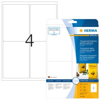 HERMA Folien Etiketten SPECIAL 99,1 x 139 mm transparent 100 Etiketten
