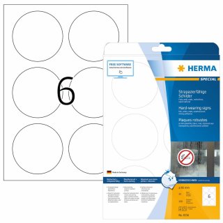 HERMA Folien Etiketten SPECIAL Durchmesser: 85 mm weiß 150 Etiketten