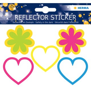 HERMA Reflektorsticker "Herzen + Blumen" 1 Blatt à 5 Sticker