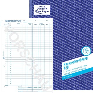 AVERY Zweckform Formularbuch "Kassenabrechnung" DIN A4 2 x 50 Blatt