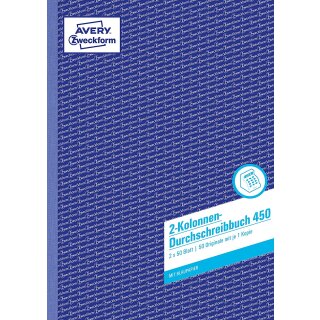 AVERY Zweckform Formularbuch "2 Kolonnen Durchschreibbuch" DIN A4 2 x 50 Blatt