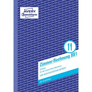 AVERY Zweckform Formularbuch "Zimmer Rechnung" DIN A5 hoch 50 Blatt