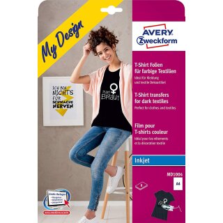AVERY Zweckform My Design T-Shirt Transfer Folie DIN A4 farbige Textilien 8 Stück
