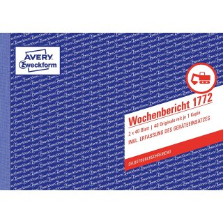 AVERY Zweckform Formularbuch "Wochenbericht" DIN A5 quer 2 x 40 Blatt