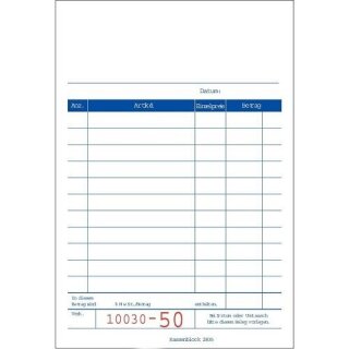 AVERY Zweckform Formularbuch "Kassenblock" 2 x 50 Blatt